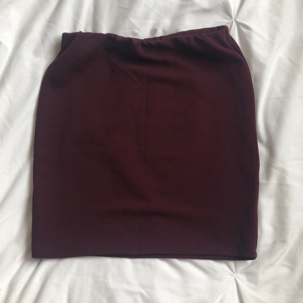Burgundy mini skirt
